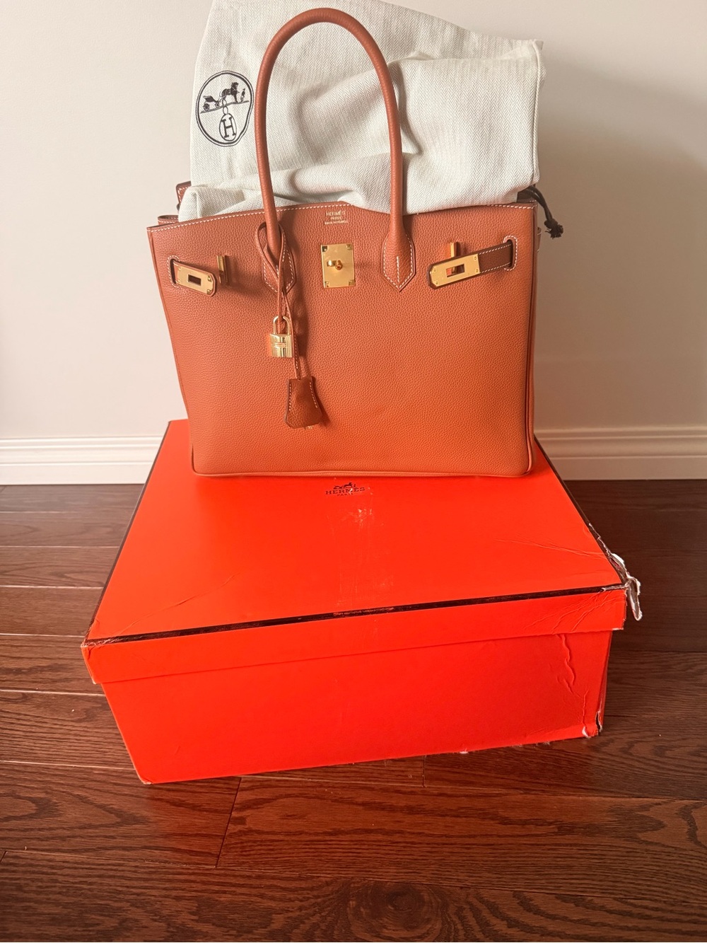 Gold on gold Togo Leather Birkin-Style bag 35